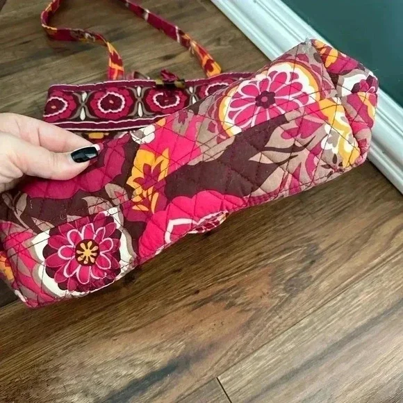 Vera Bradley Berry Red Brown Floral Bag - Picture 3 of 5